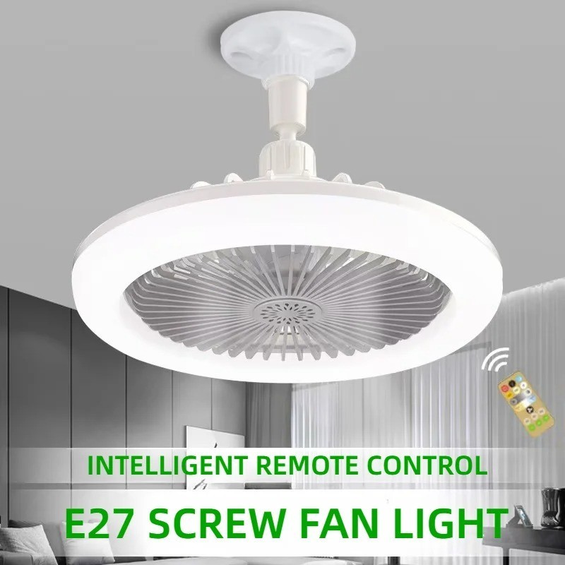 Fan For E27 Socket Light With Remote Ceiling Fan Adjustable Smart LED 3Speed AC