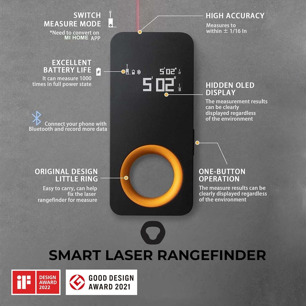 Compact Laser Measuring Tool, 98Ft Accuracy, USB-C Rechargeable, OLED Display