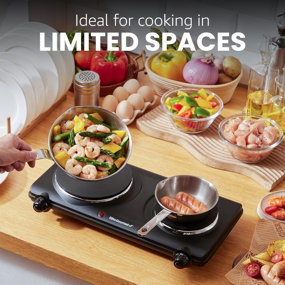 Versatile 1500W Electric Double Burner - Perfect for Buffets & Extra Cooking