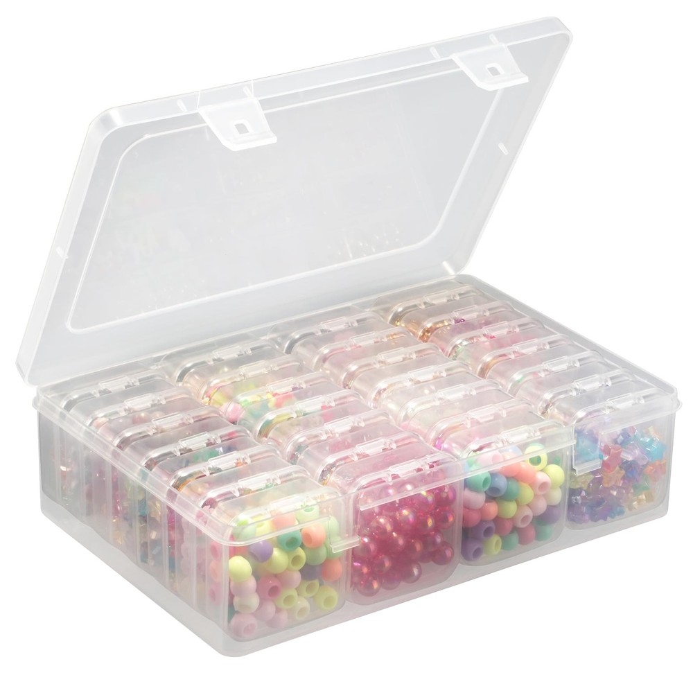 Small Bead Organizer Box - 28Pcs Mini Clear Plastic Storage Containers, Bead ...