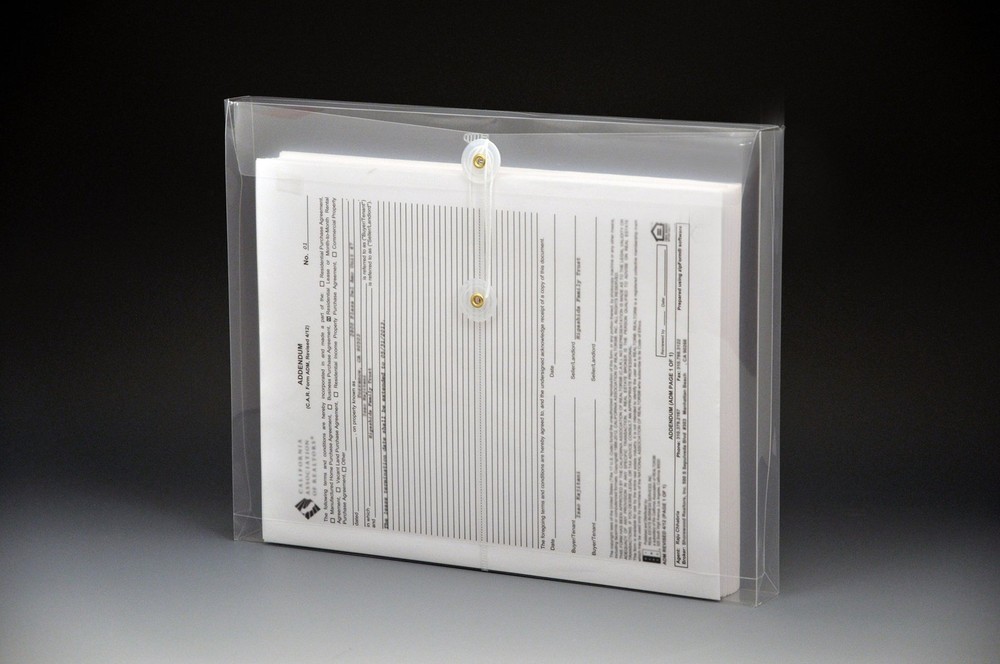 Clear Poly Envelope Letter Size Gusset String Tie Side Load 6 Pack