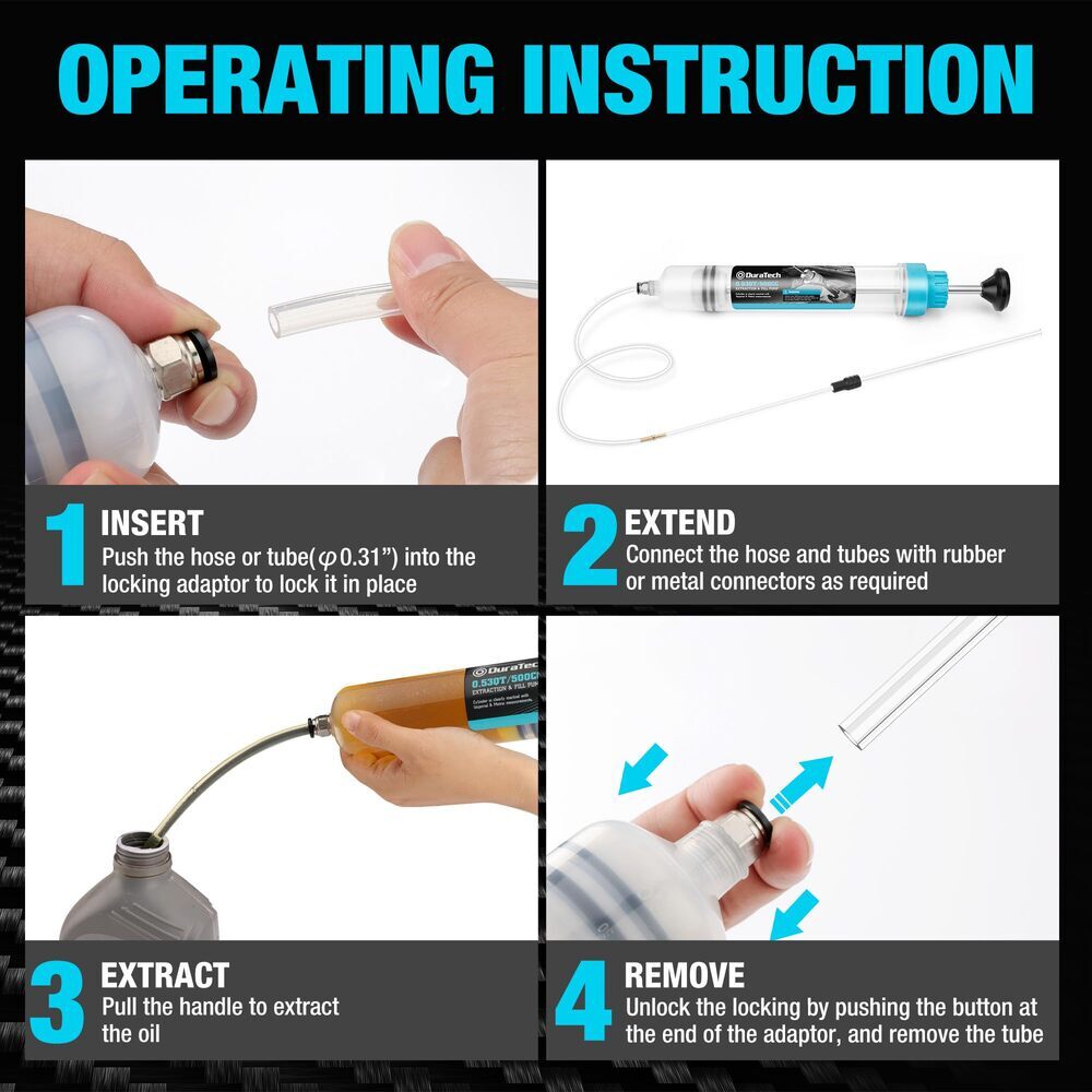 DURATECH 500CC Fluid Extractor Oil Extractor Long Hose Brake Fluid Extractor NEW