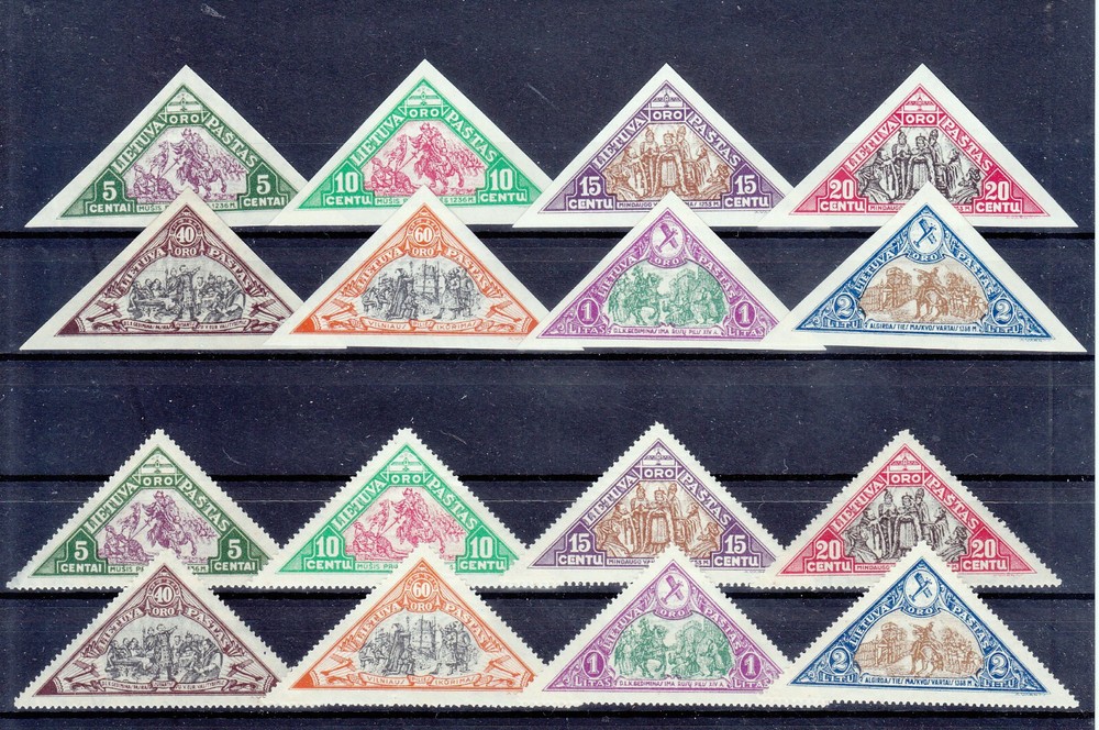 LITHUANIA 1932  AIR MAIL  Mi 340-347 A & B  TWO COMPLETE SETS   MLH*