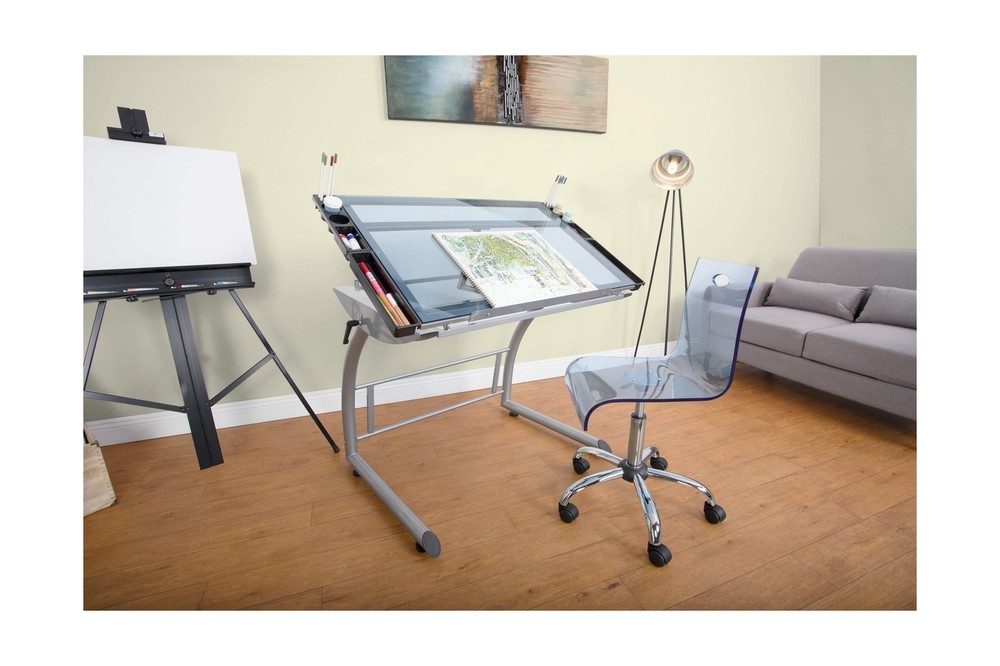 SD STUDIO DESIGNS Triflex Drawing Table, Sit to Stand Up Adjustable Office Ho...