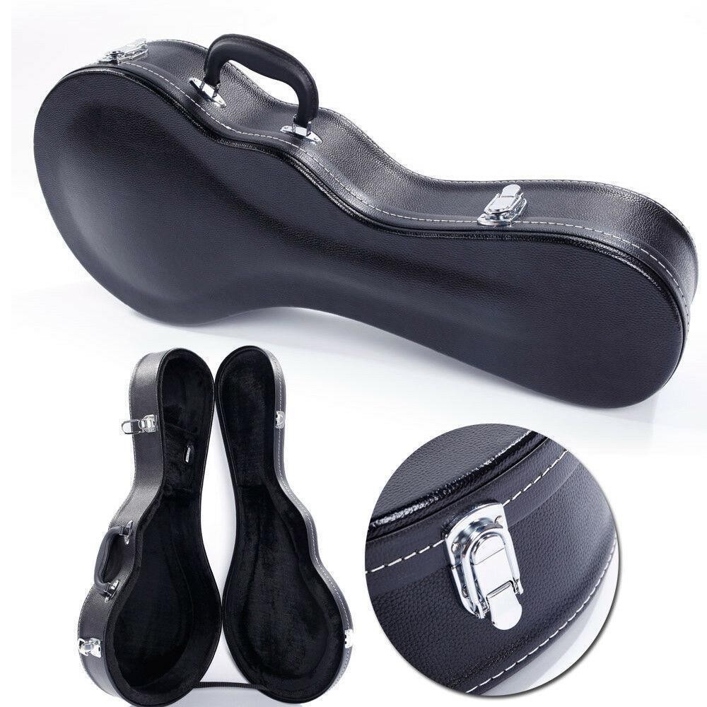 Glarry F-Style Microgroove Pattern Leather Wood Mandolin Case
