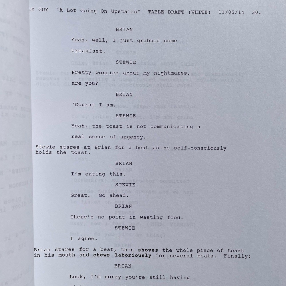 Family Guy John Viener Actor Writer 2014 Production Used Table Draft Script