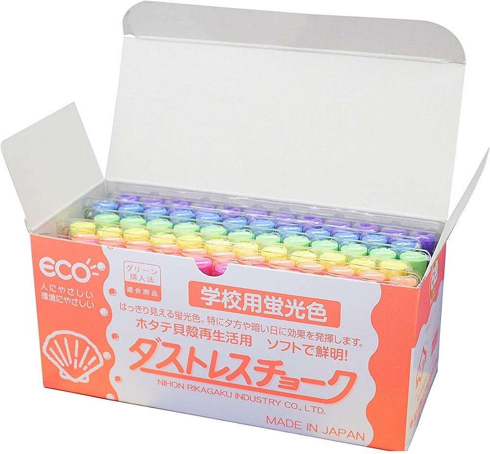 Dustless Fluorescent Chalk 72pcs, 6 Colors