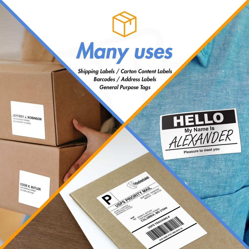 White 3"x5" Direct Thermal Labels | Zebra, Rollo & Munbyn Compt | 8 RLS 300 EA