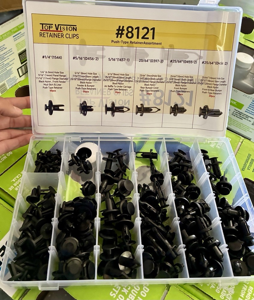 Top Vision 8121 Black Nylon Push-Type Retainer Assortment