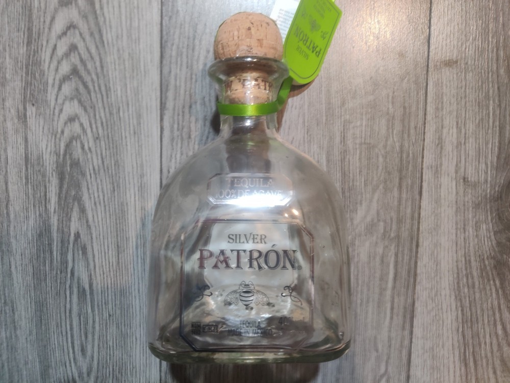 TEQUILA PATRON SILVER Bottle Empty with Cork top 700ml