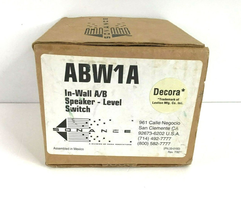 Sonance ABW1A Decora In-Wall A/B Speaker - Level Switch
