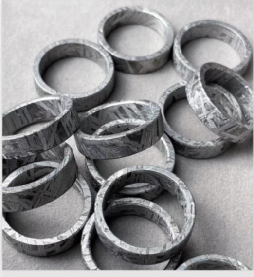 Muonionalusta meteorite ring Meteor Wedding Ring size:10