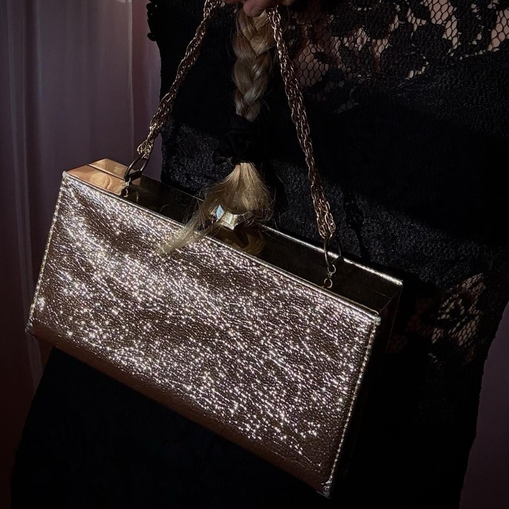 1950s Gold Lamè Box Bag