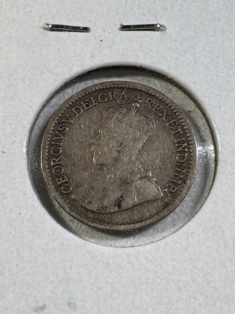 1919 Canada 5 Cents Small Silver Coin Cleaned