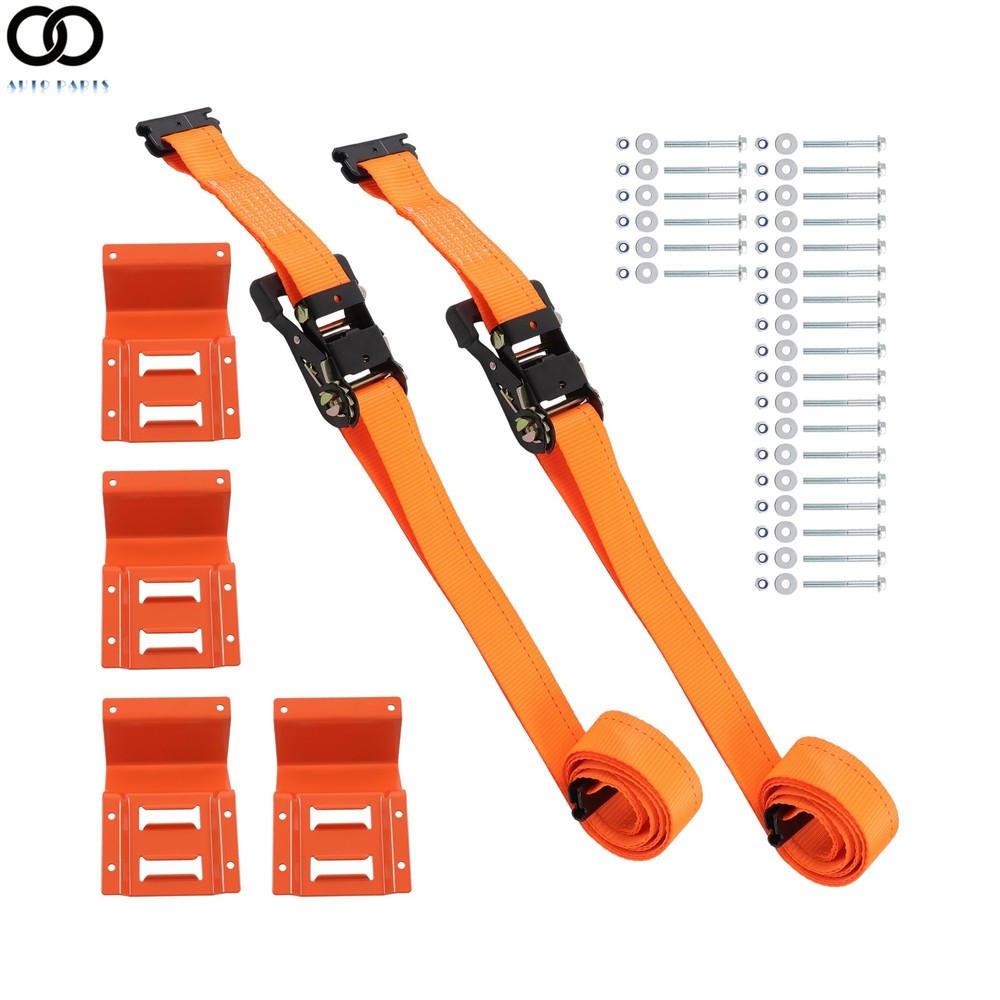 Durable 8' Ratchet Straps Wheel Chock Tie Down Trailer Trap System For ATV UTV