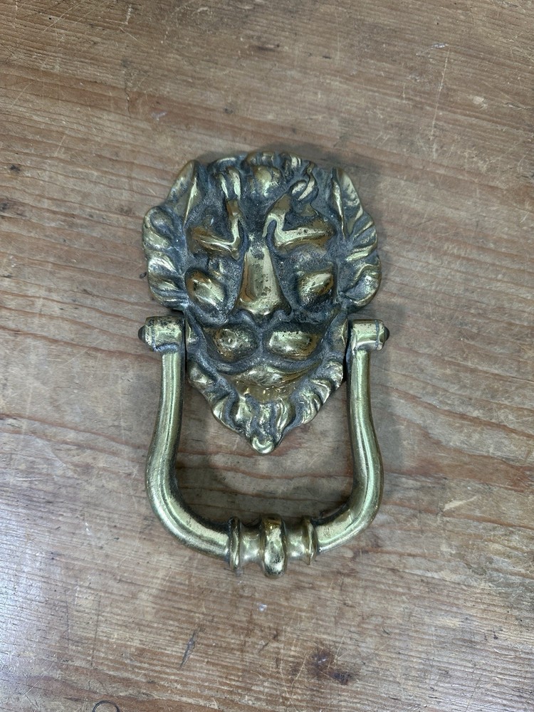 Solid Brass Lion Head Door Knocker – Heavy Vintage Style