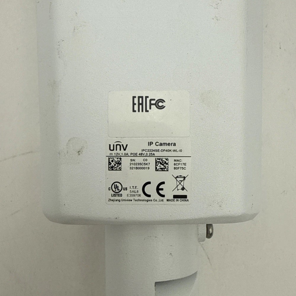 UNV 5MP Bullet Camera (Model IPC2225SE-DF40K-WL-I0) White Security Camera