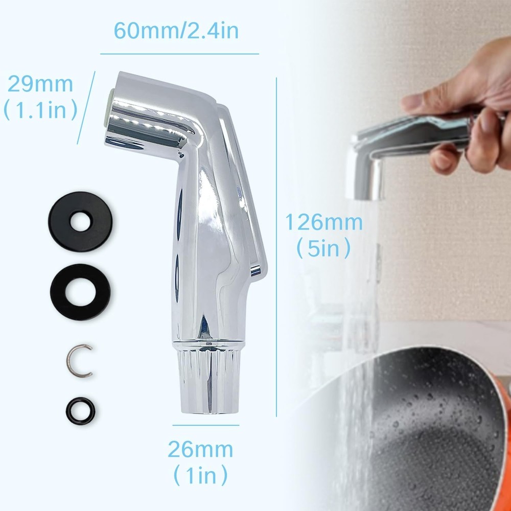 YAFIYGI 1 Pack Sink Sprayer Replacement Head Set Universal Kitchen Chrome