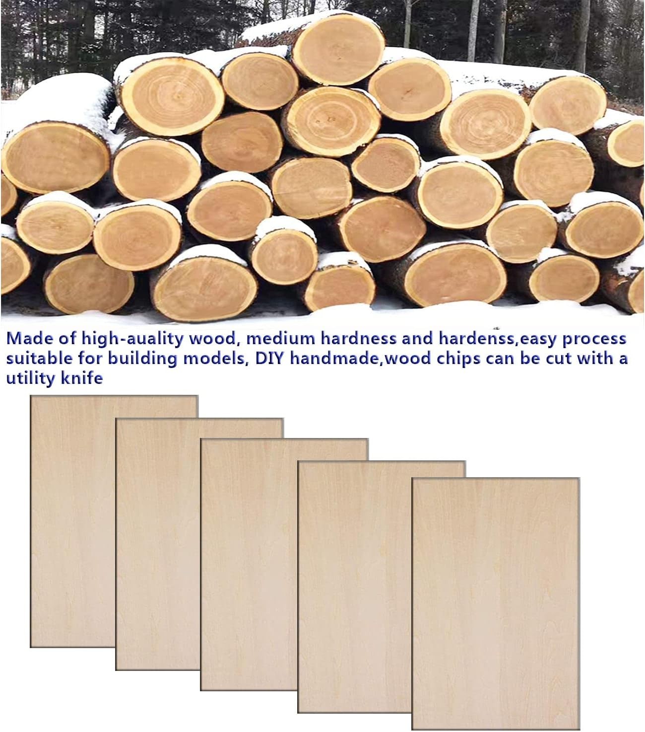 25 Pcs Unfinished Basswood Sheets 1/16", for DIY, Painting, Laser & Wood Burning