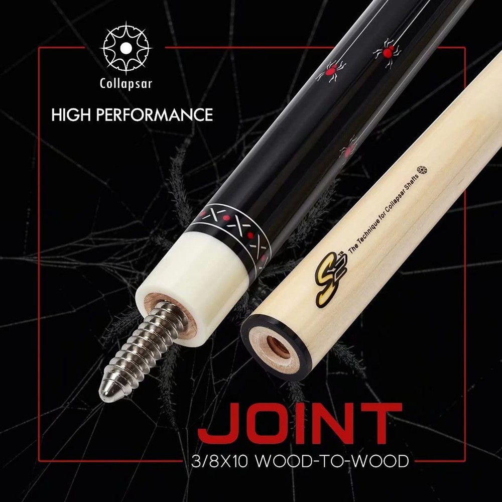 Collapsar Pool Cue with 1X1 Hard Case Low Deflection Technology Billiard Cue ...