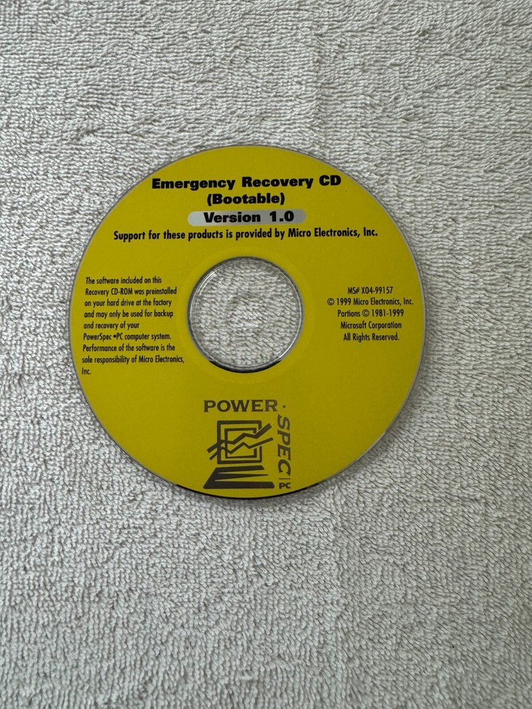Power Spec Emergency Recovery (Bootable) Version 1.0 1999