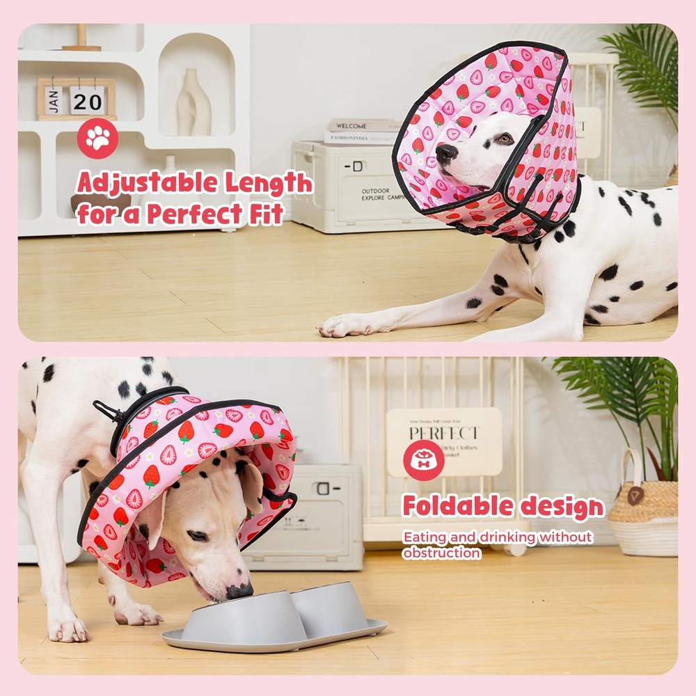 Dog Cone Alternative, Adjustable Soft Comfy Foldable Cones for Medium Large D...