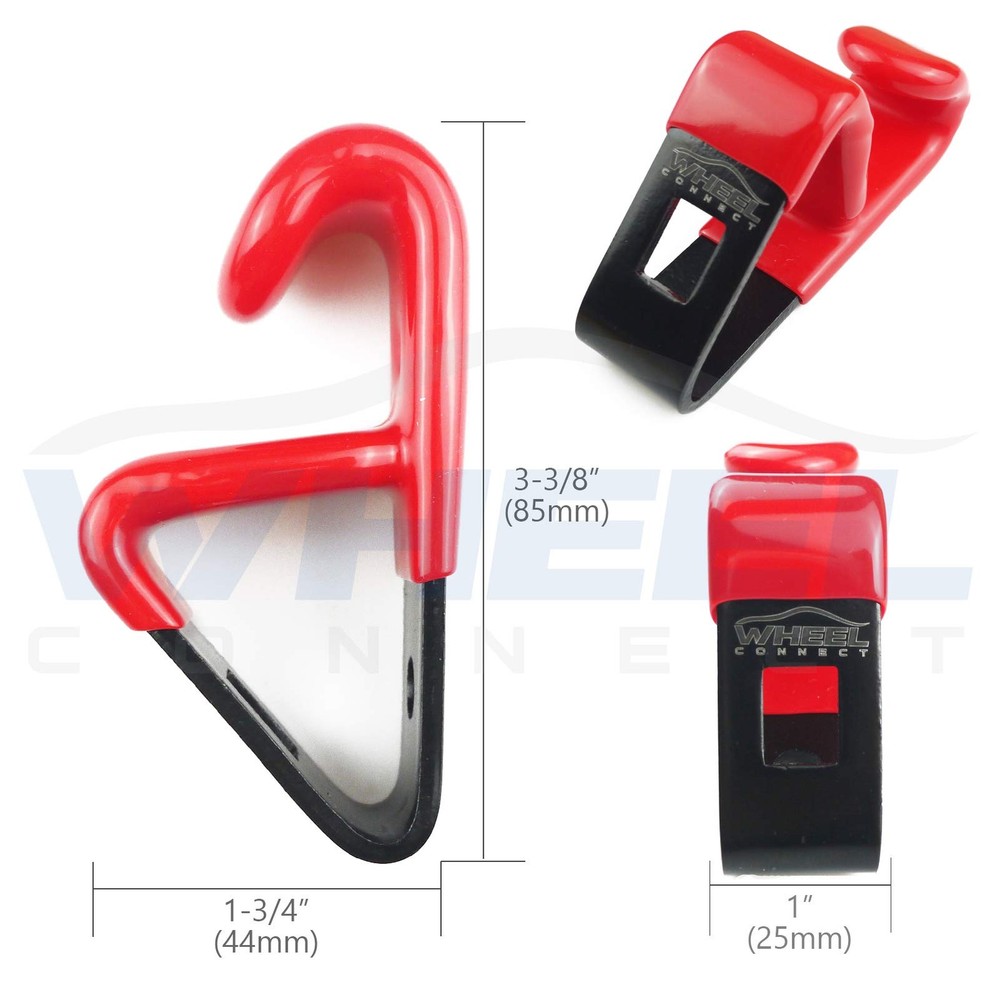 Wheel Display Hooks Car Rim Solid Steel Soft Plastic Coated Extra Large 4Pk
