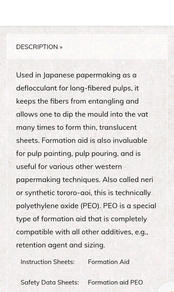 Formation Aid, 1 oz Papermaking Techniques, Comic Book Conservation Paper Pulp