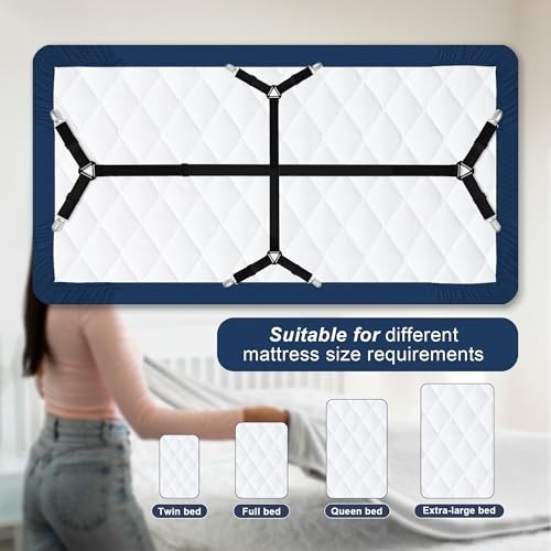 2 PCS Bed Sheet Straps, Adjustable Extended Bed Sheet Fasteners Fitted White
