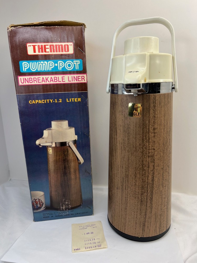 Vintage Eagle Thermo Pump Pot in Original Box Never Used!
