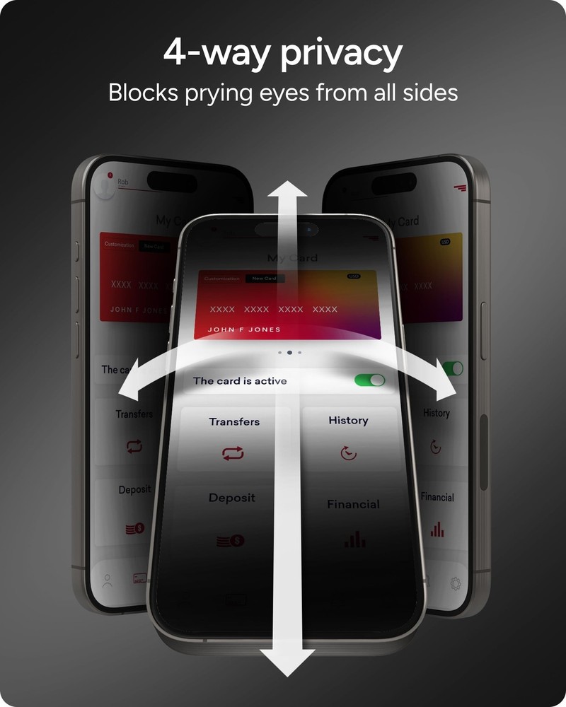 ZAGG Privacy XTR Screen Protector for iPhone Air - 4-Way Privacy Full-Screen ...