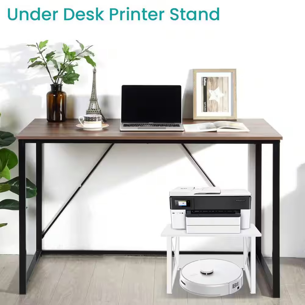 Desktop Printer Stand Shelf Organizer Modern Wood Riser with Storage Sturdy Spac