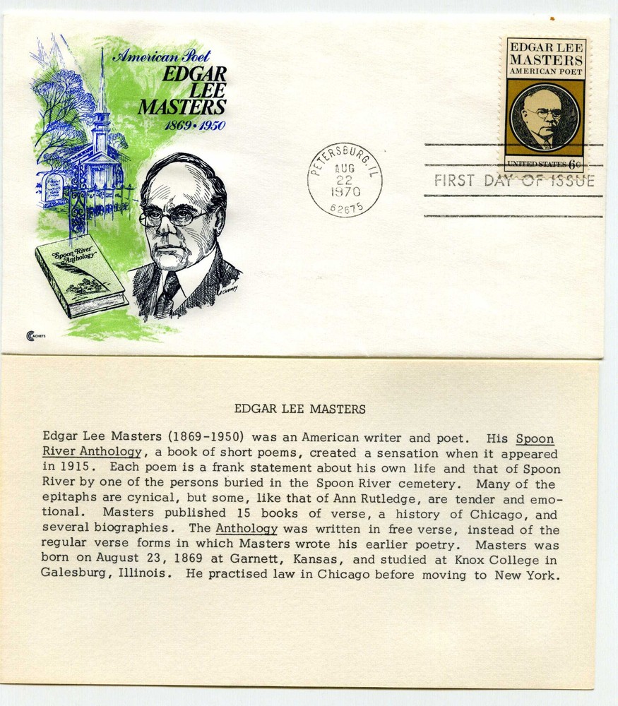1405 Edgar Lee Masters, Cover Craft Cachets, CCC, FDC