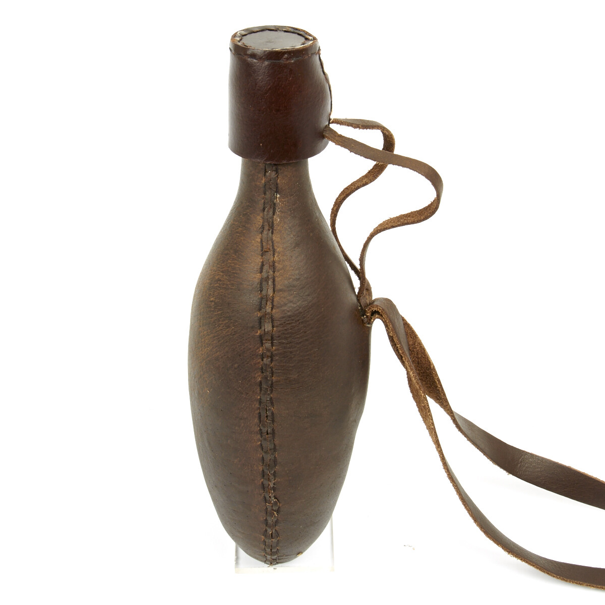 British Victorian Era Zulu War Leather Wrapped Glass Soda Bottle with Cork