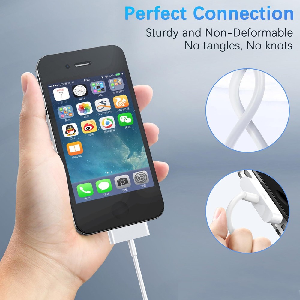 DCNETWORK 30-Pin to USB C Adapter Cable for iPhone, iPad, iPod – 3.3FT, White