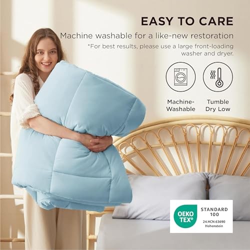 Comforter Duvet Insert - Quilted Comforters All Oversize Queen Light Spa Blue