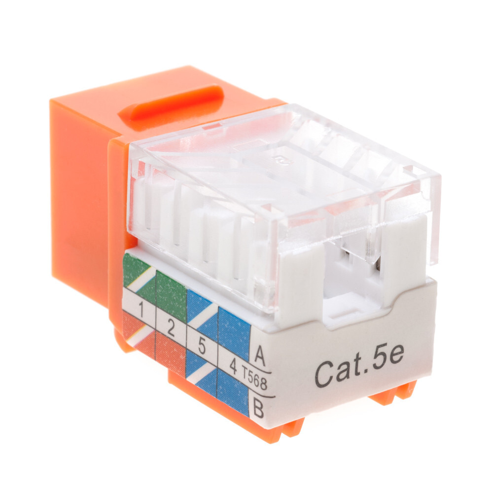 20 Pack Cat5e 45° Angled Keystone Jack Punchdown 8P8C Orange Network Ethernet
