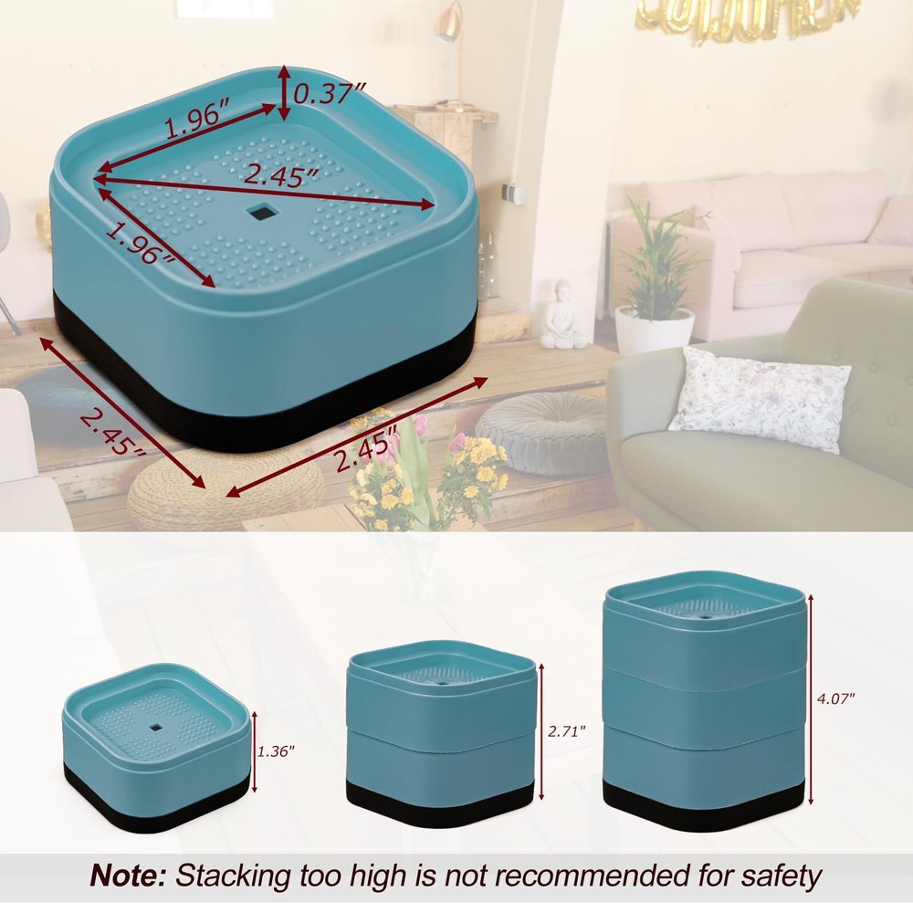 8 Pack Furniture Risers Adjustable Bed Risers Heavy Duty Stackable Bed Raiser...