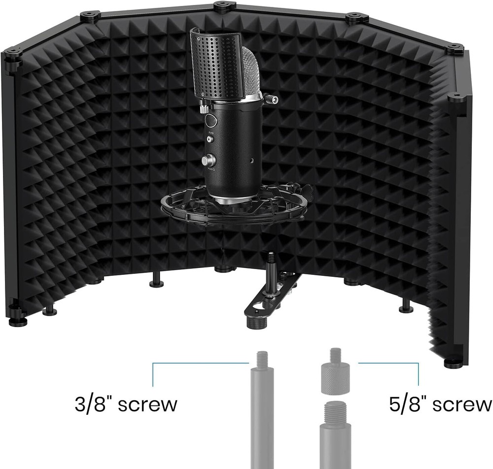 Microphone Isolation Shield - Foldable & Adjustable Sound Insulation