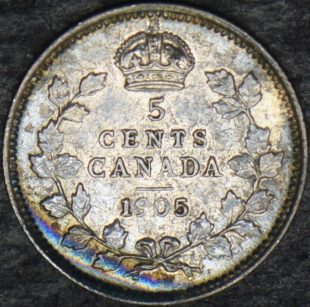 1905 Canada Silver 5 Cents - Rainbow Toned - ✪COINGIANTS✪