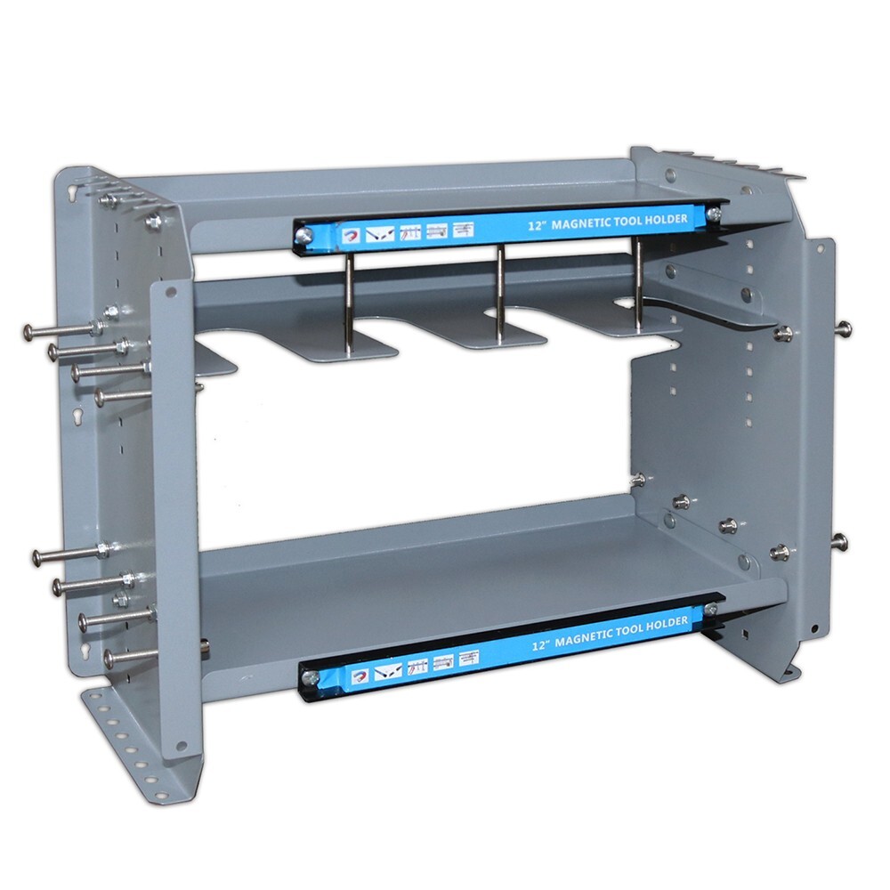 Wall-mounted Garage Tool Rack 3-Layer Tool Organization Device 12"Magnetic Strip