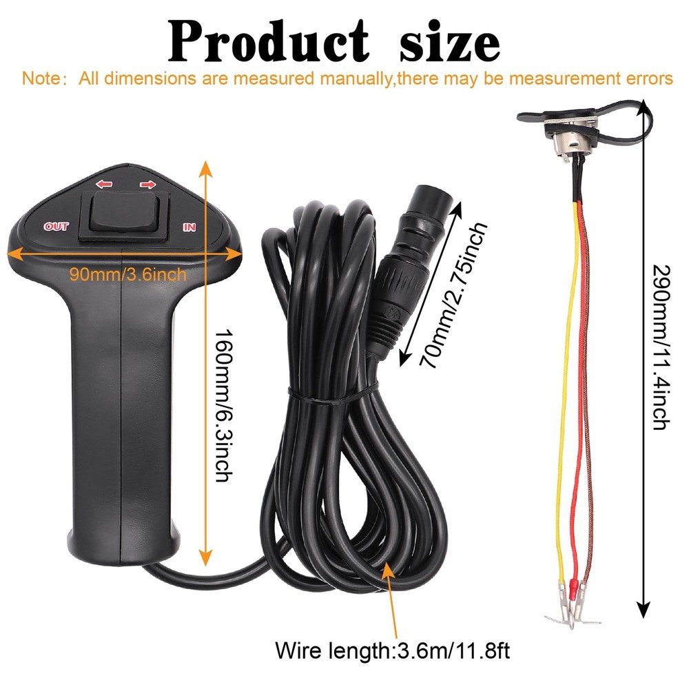 12V 500A 12000Lb Winch Hand Wired Remote Controller Kit with Control Socket A...
