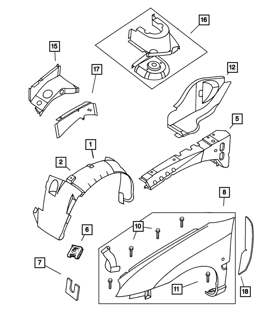 Genuine Mopar Fender Side Shield Panel Right 4783302AC