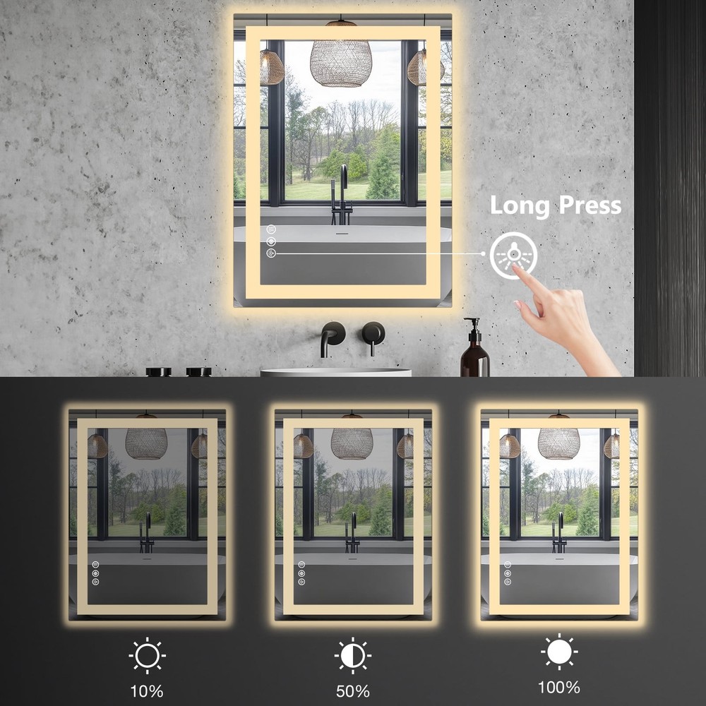 Gianna 20"x 28" LED Bathroom Mirror with Anti-Fog and Backlit Memory Function