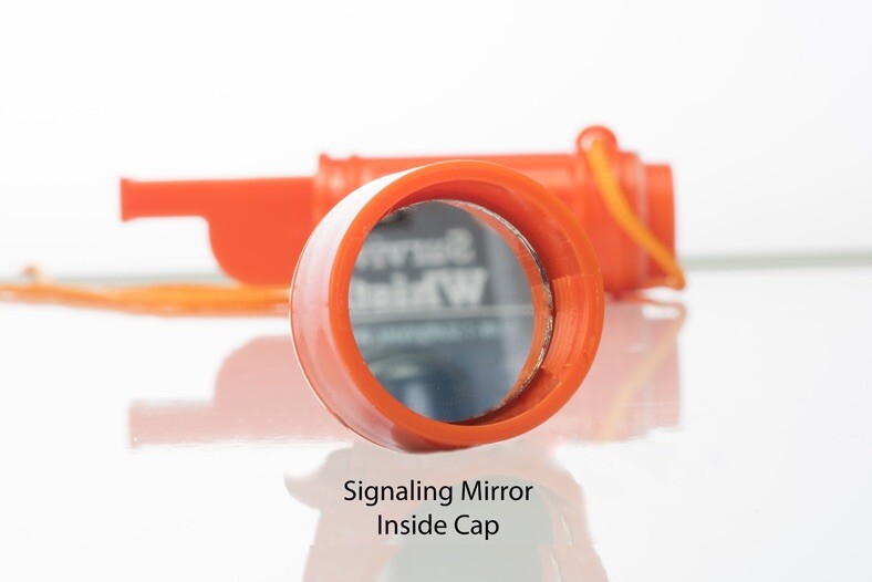5in1 Camping Survival Whistle Compass Fire Starter Storage Container Mirror