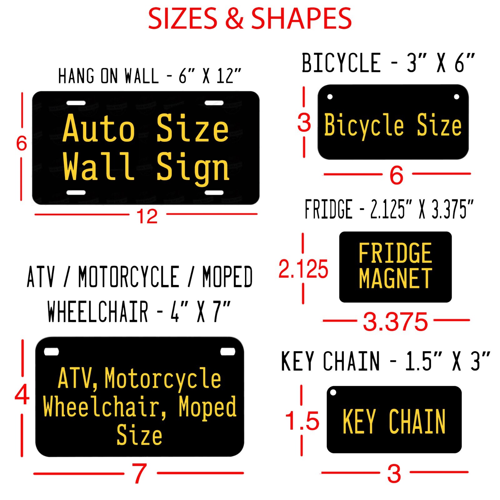 Personalize Custom Black License Plate Tag for Any State Auto Car ATV Bicycle