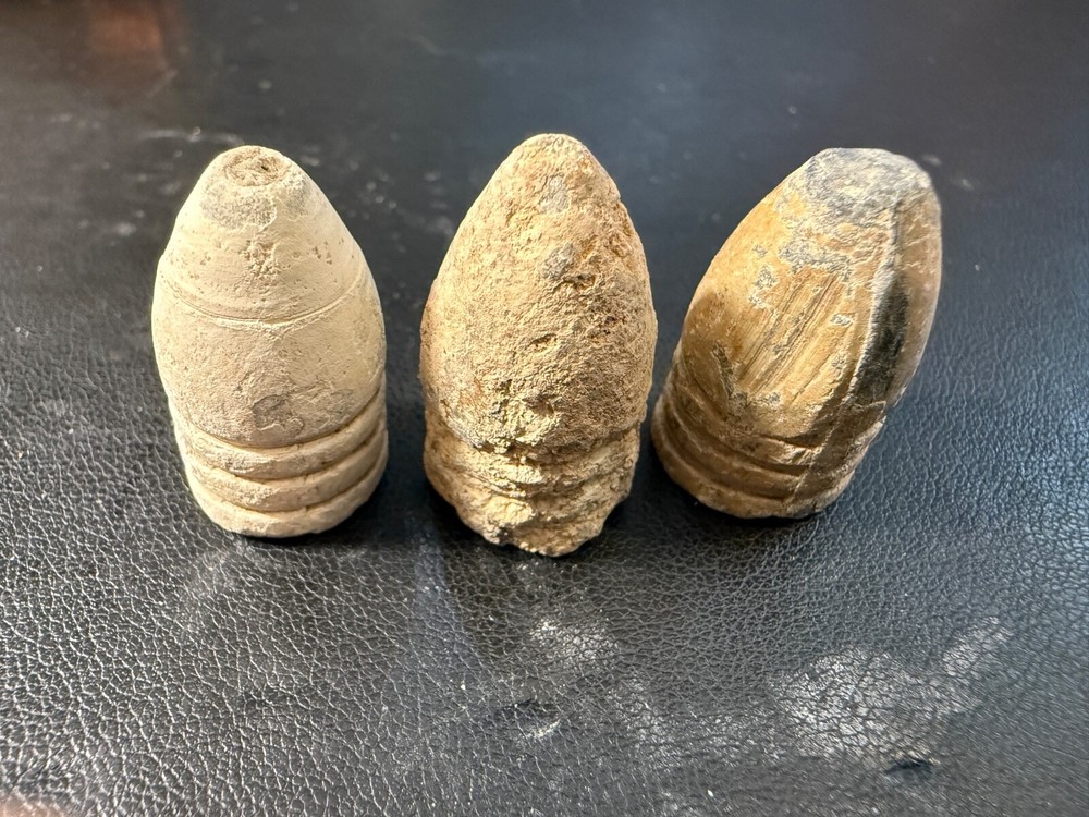 (3)Civil War Bullets 3-stripe .58 Caliber Confederate Nice Examples!