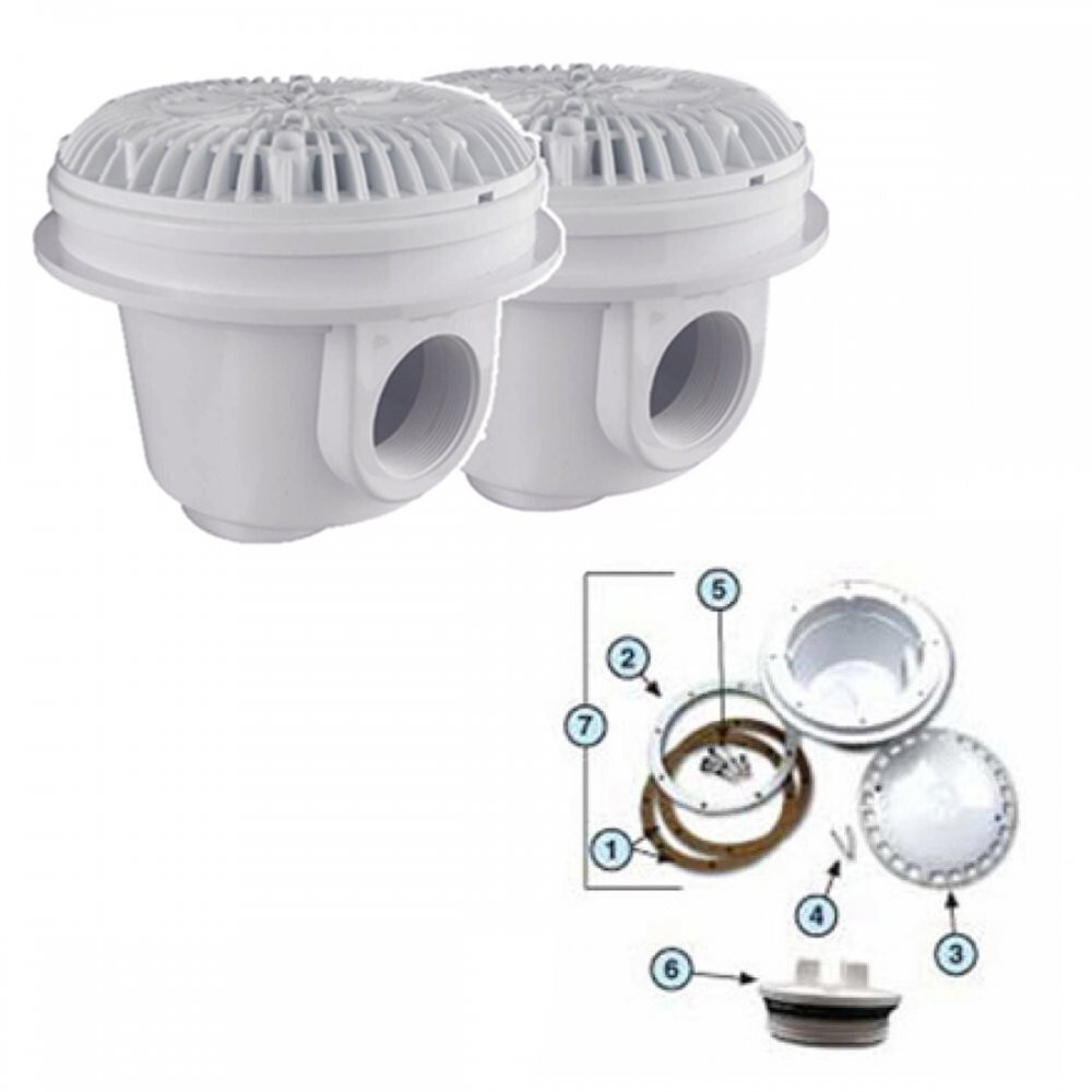 2 Pack - Dual Main Bottom Drain Kit For Above Ground Swimming Pools