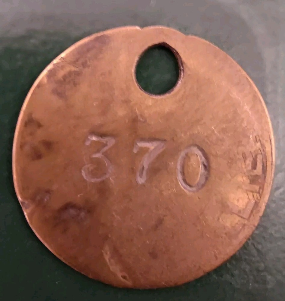 GRIMETHORPE Colliery Pit Check Tally - marked GRIMETHORPE COLLIERY 370