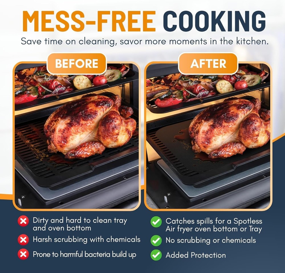 Versatile Reusable Toaster Liners 2 Pack - Simple Cleanup & Cooking Efficiency